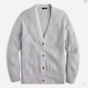 NWT Light gray V-neck cotton-cashmere cardigan sweater size M